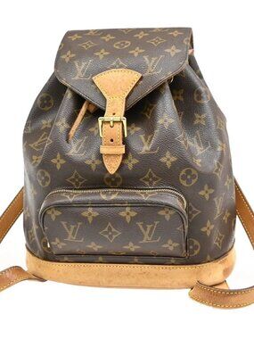 LOUIS VUITTON Montsouris MM Backpack Bag Monogram Leather Brown M51136 11KE313